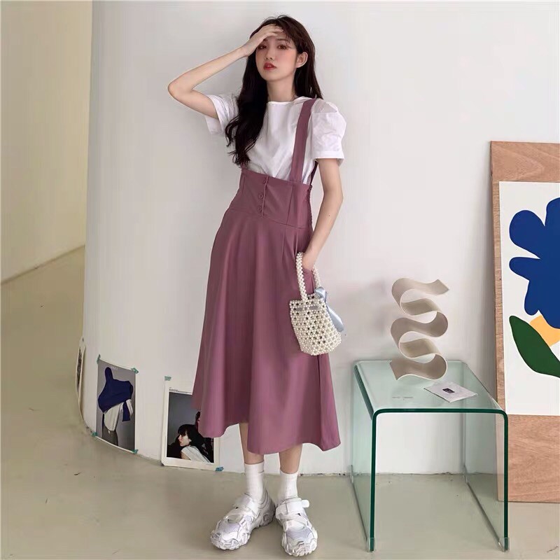 Set váy yếm dài ulzzang