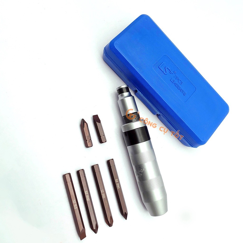Bộ vít đóng 7pcs ⊕⊖ thép S2 hộp nhựa LS+ LS400498