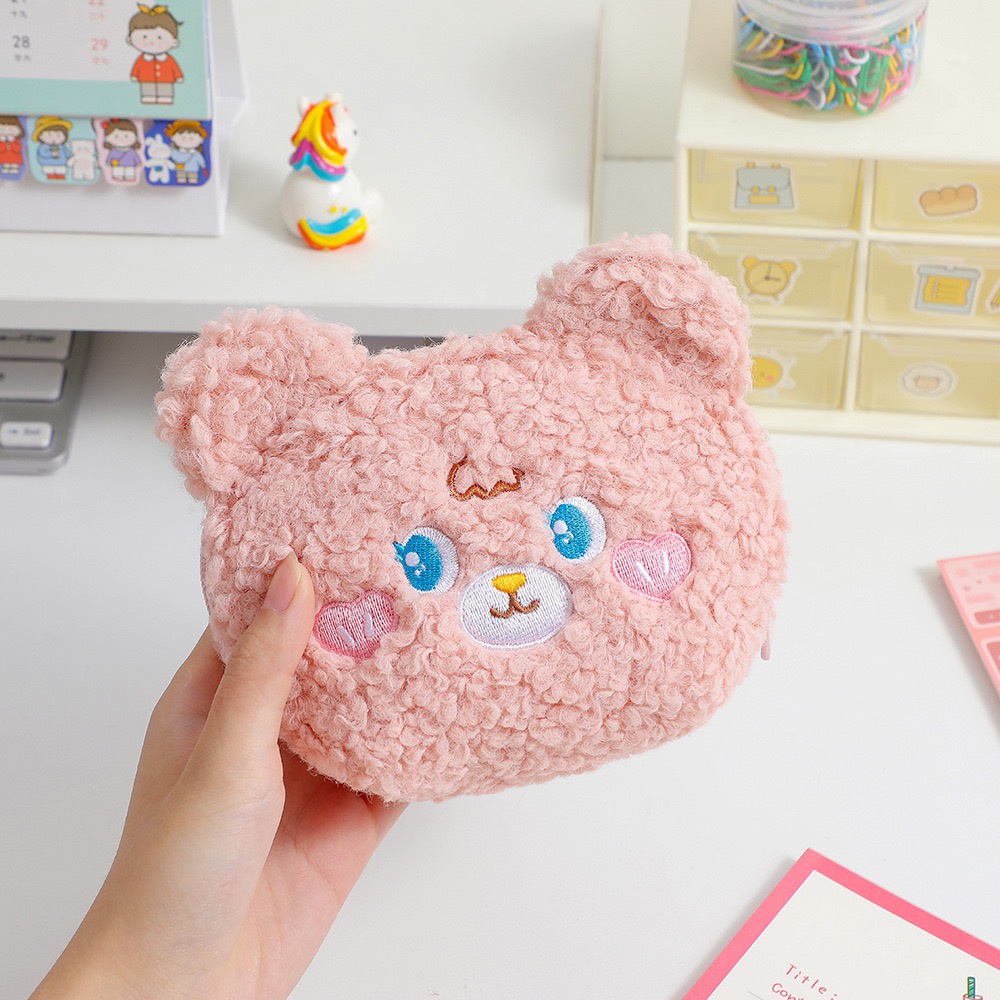 Sang trọng Đầu gấu Ví tiền xu mini Túi mỹ phẩm