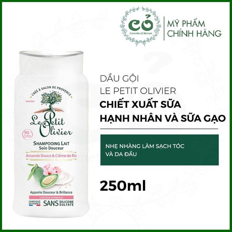 SALE Dầu gội Le Petit Olivier chiết xuất sữa hạnh nhân & sữa gạo (250ml) SALE