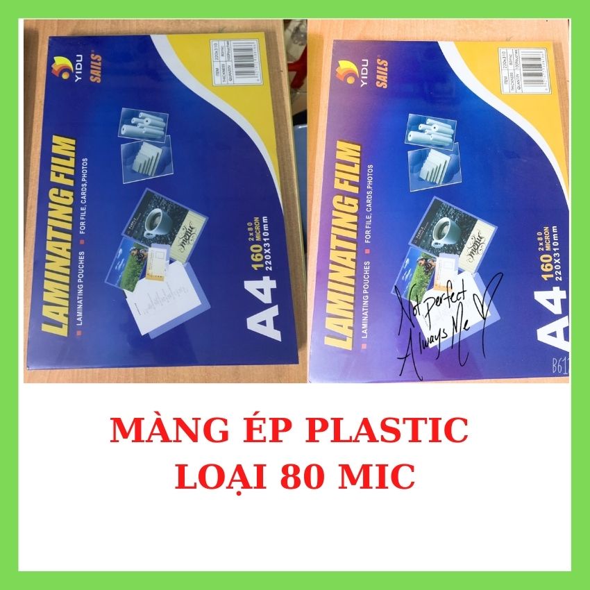 [ Hàng Mới] Ép Plastic A5 Yidu 80 Mic ( Laminating Film)/ Ép Plastic A4 Yidu 80 Mic (Laminating Film), Xấp 100 Cái, Giúp