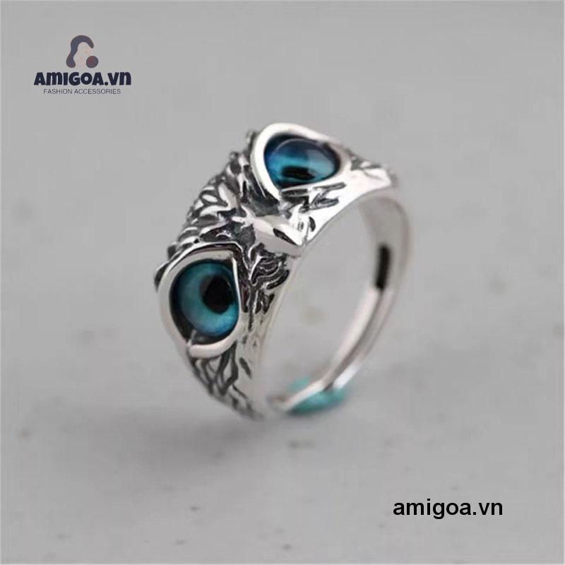 ✨✨Nhẫn Khắc Hình Chim Cú Phong Cách hip hop Cổ Điển Cho Nam Nữ