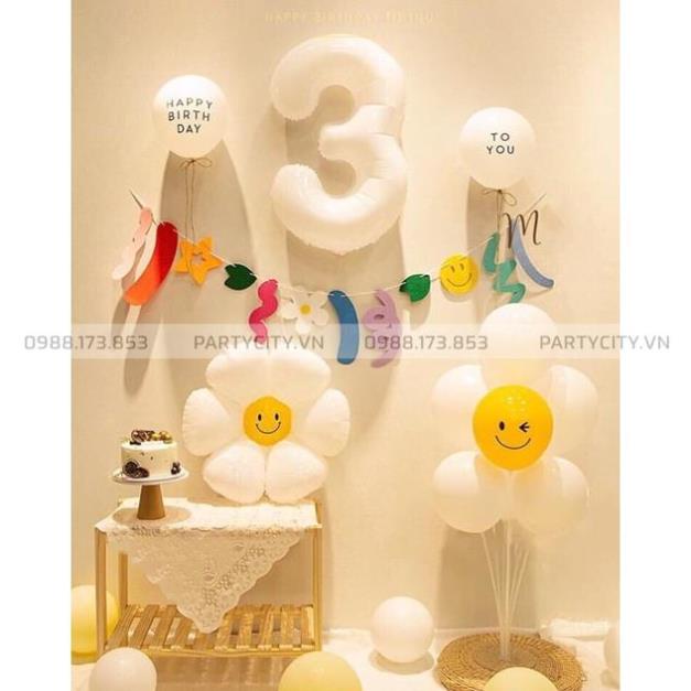 Bóng số sinh nhật màu trắng  trang trí sinh nhật phong cách Hàn Quốc (32&quot;)