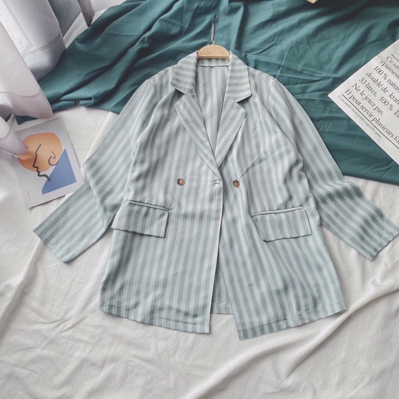 áo khoác vest kẻ sọc xanh | BigBuy360 - bigbuy360.vn