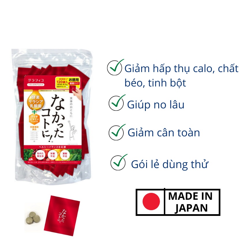 Viên uống enzyme giảm cân ban ngày nakkatta kotoni -  Enzym gói đỏ Nhật Bản