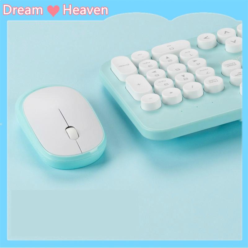 Dream Heaven-Bộ bàn phím và chuột không dây cho bé gái văn phòng gia đình màu hồng đáng yêu câm máy tính xách tay retro