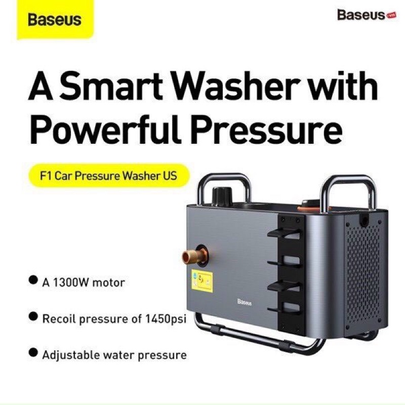 Bộ máy nén xịt tăng áp rửa xe ô tô xe máy Baseus