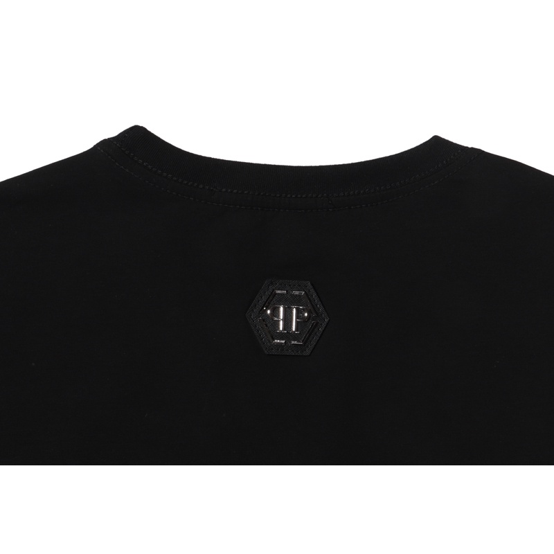 Áo Thun Cotton Tay Ngắn In Họa Tiết Philip PLEIN Thời Trang Unisex