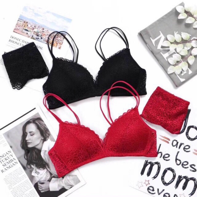 HÀNG CAO CẤP- BỘ ĐỒ LÓT REN KHÔNG GỌNG ĐỆM MỎNG SIÊU SEXY
