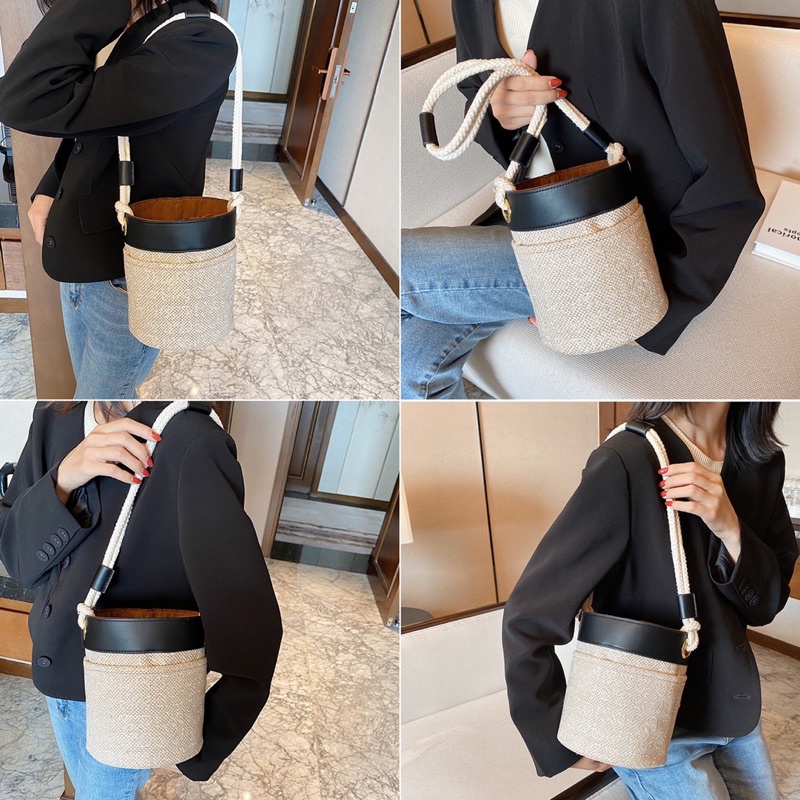 Túi hộp tròn dáng thùng nước siêu hot có kèm túi rút dây bên trong cao cấp mẫu mới ♥️