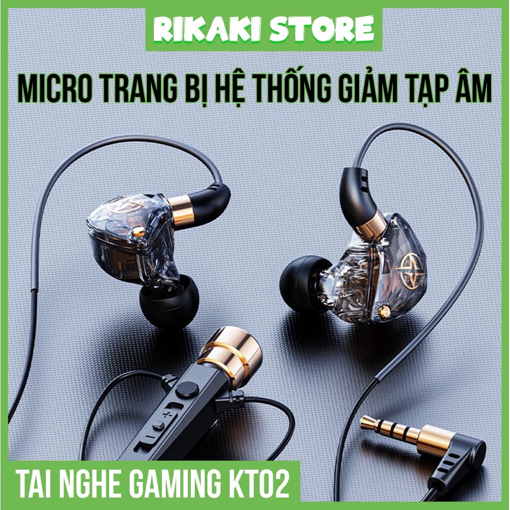 Tai Nghe Gaming KT-02 Chính Hãng Có Mic Lọc Tiếng Ồn Chuyên Dụng Cho Free Fire, PUBG, Liên Quân Giắc 3.5mm