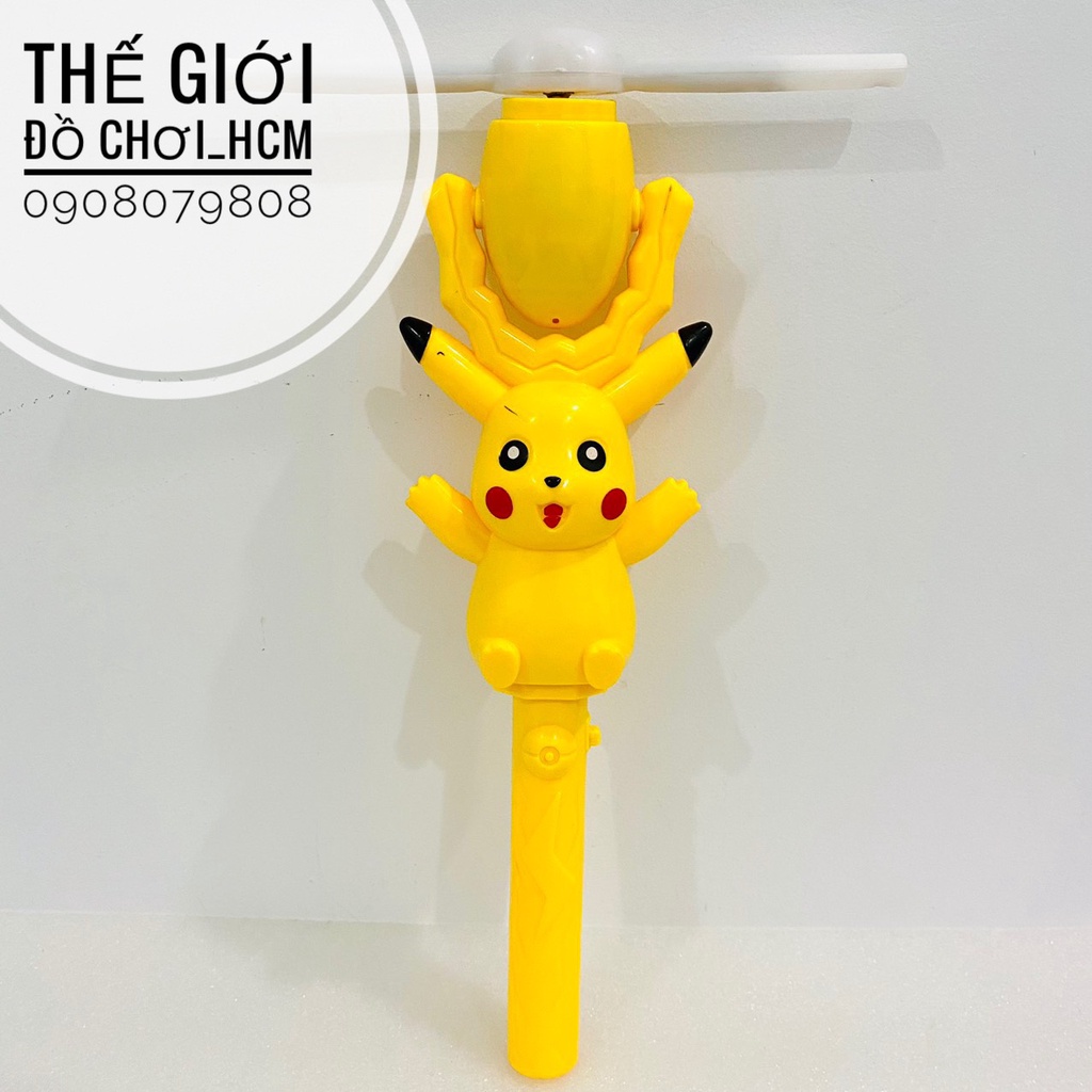 Đồ chơi cây quay pikachu gậy flash có nhạc đèn phát sáng dành cho bé đi công viên đi biển