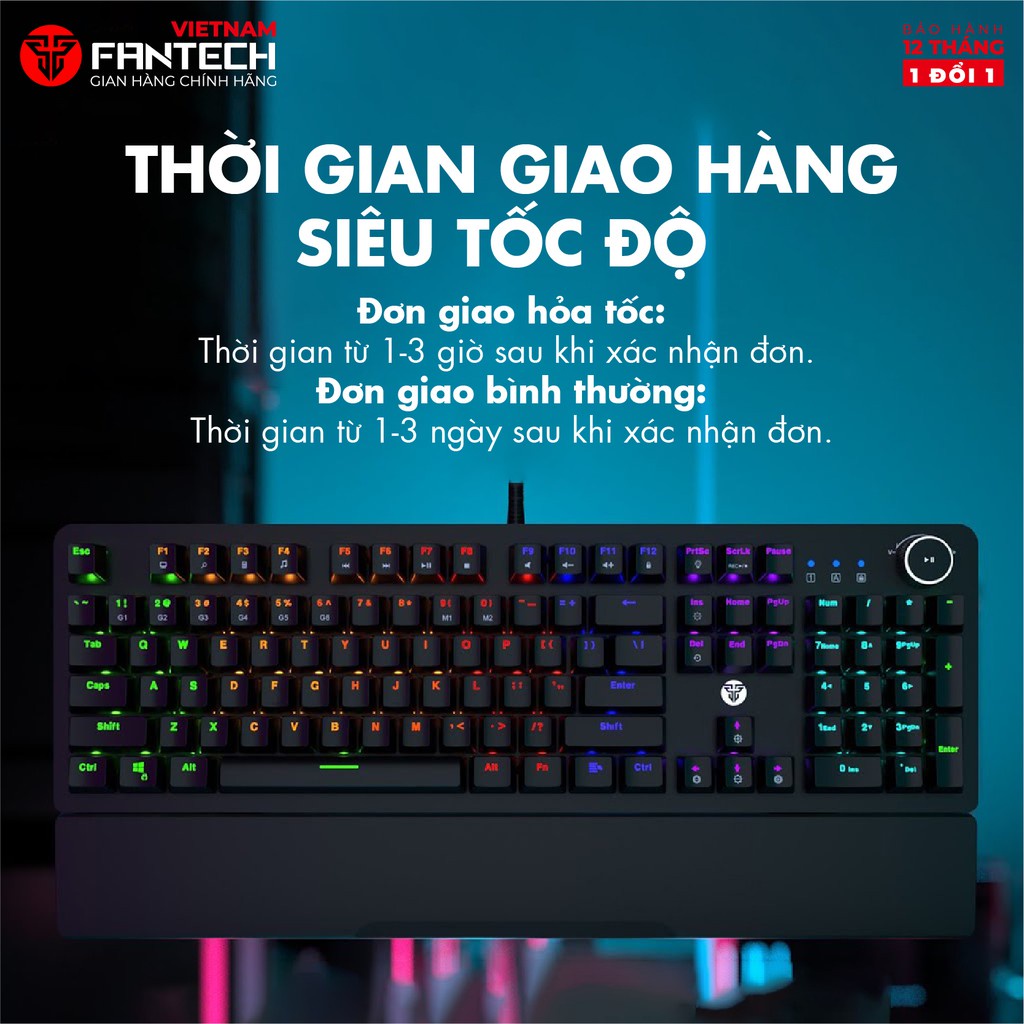 Bàn Phím Cơ Gaming FANTECH MK853 MAXPOWER Outemu Blue/Red Switch LED Gradient Full Anti Ghosting Có Phần Mềm Tùy Chỉnh