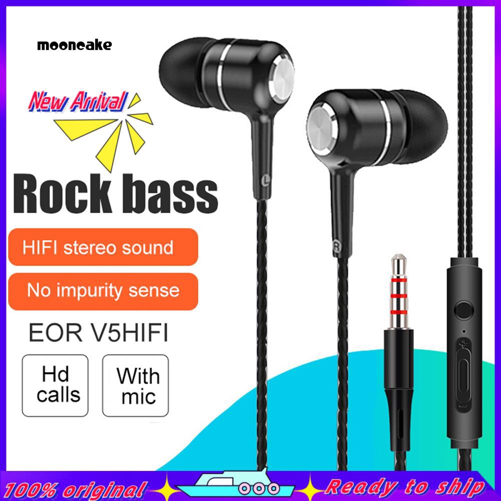 Tai Nghe Nhét Tai Thể Thao Âm Thanh Hifi V5 Có Dây Kèm Mic