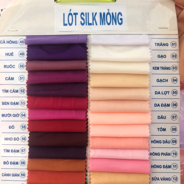 Vải Lót Silk thun mỏng (Khổ 1m6, Giá 1m)