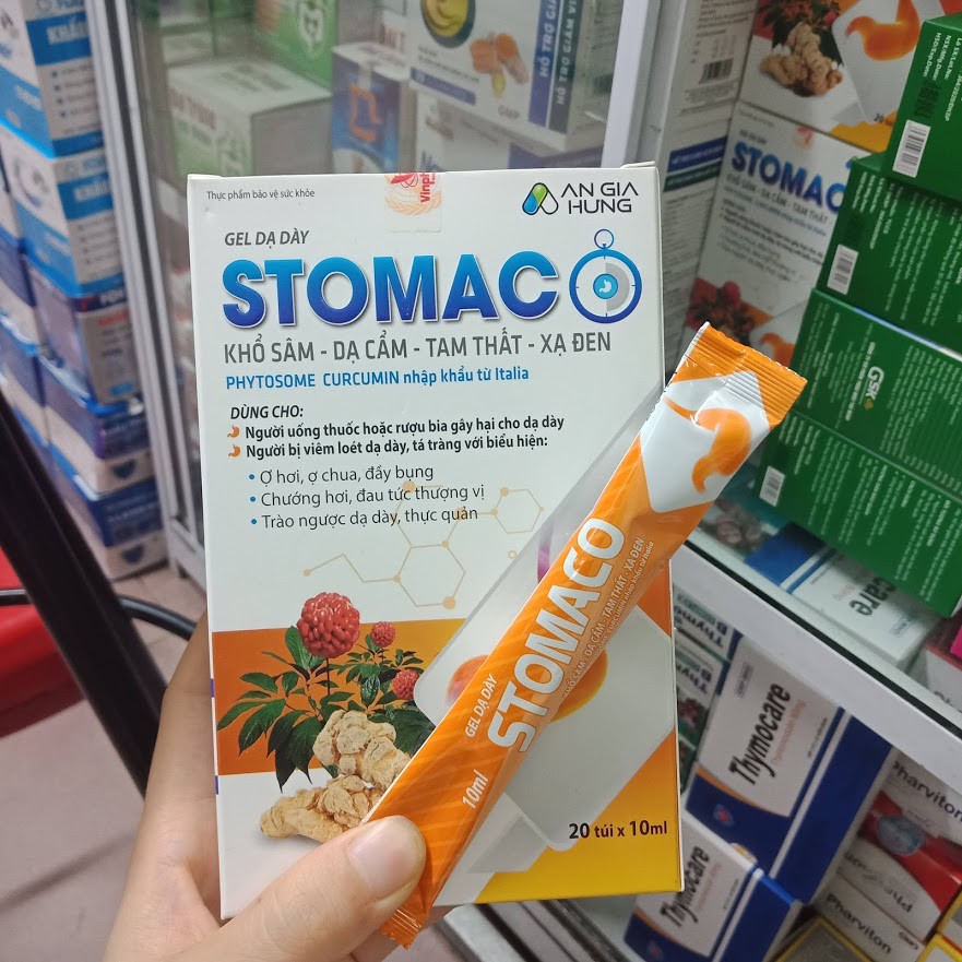 Gel dạ dày STOMACO Phytosome Curcumin ( khổ sâm, dạ cẩm, tam thất, xạ đen) hộp 20 gói