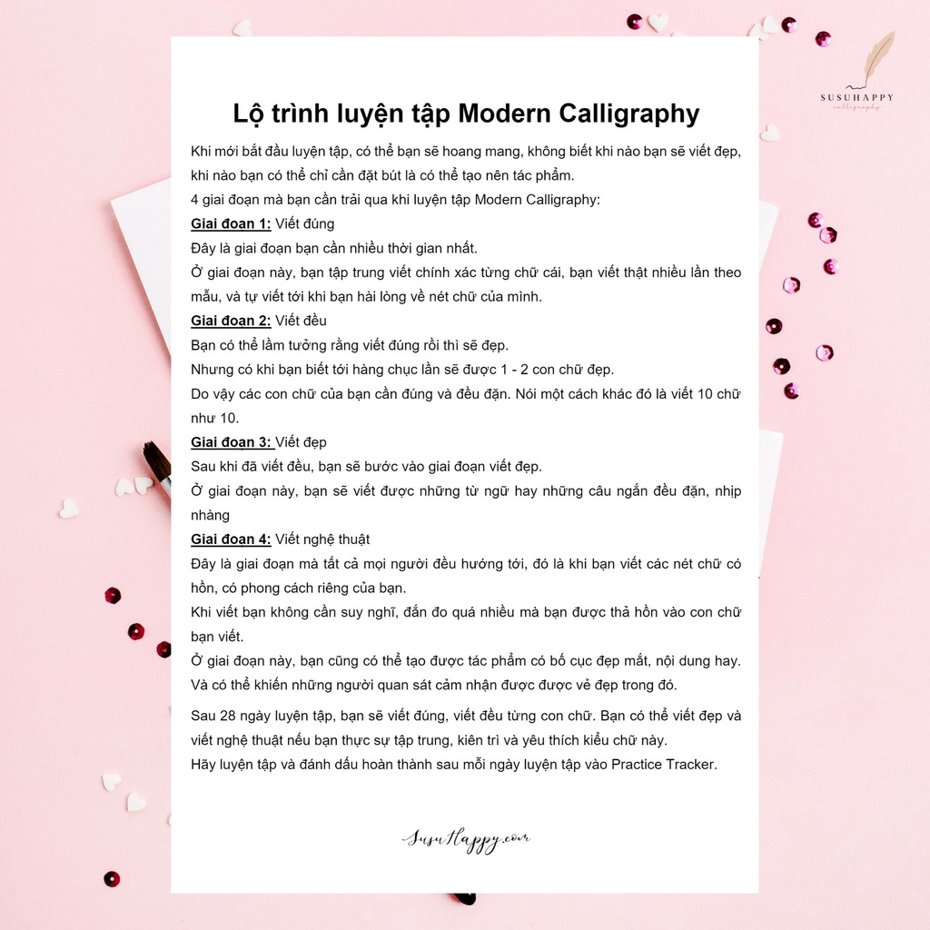 Workbook 28 Ngày Luyện Modern Calligraphy Phong Cách Hand-Lettering, Bullet Journal