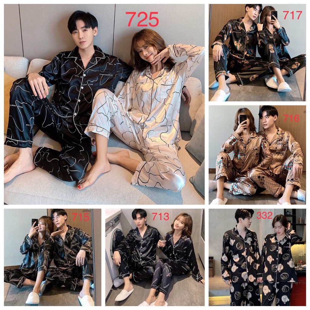 Đồ mặc nhà Pijama nam nữ lụa bóng cao cấp