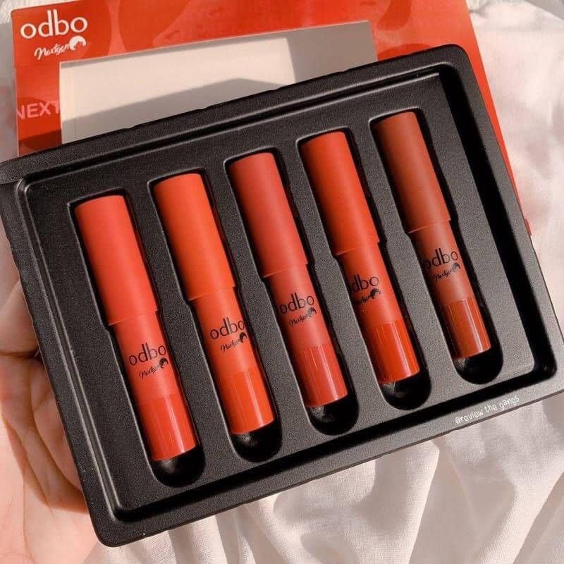 SET 5 CÂY SON BÚT CHÌ ODBO NEXTGEN LIP CRAYON OD550 CHÍNH HÃNG - 8418