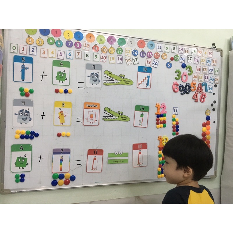 Bộ thẻ dấu lớn nhỏ cá sấu cho bé học toán