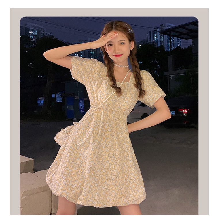 ⭐Đốm⭐Đầm Voan Hoa Tay Phồng Thời Trang Xinh Xắn Dành Cho Nữ