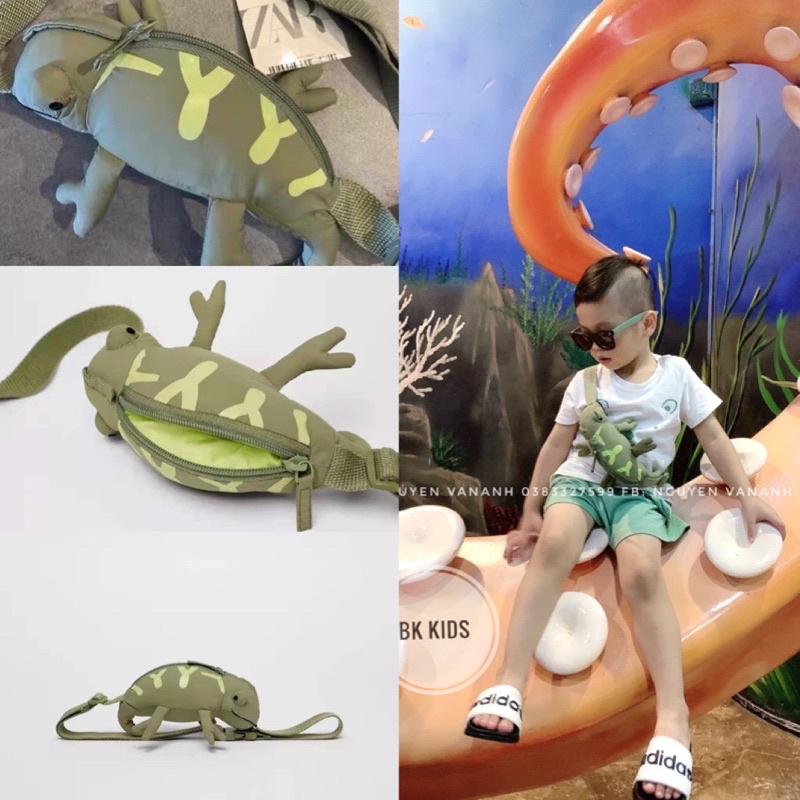 Túi bao tư đeo chéo hình tắc kè cho bé