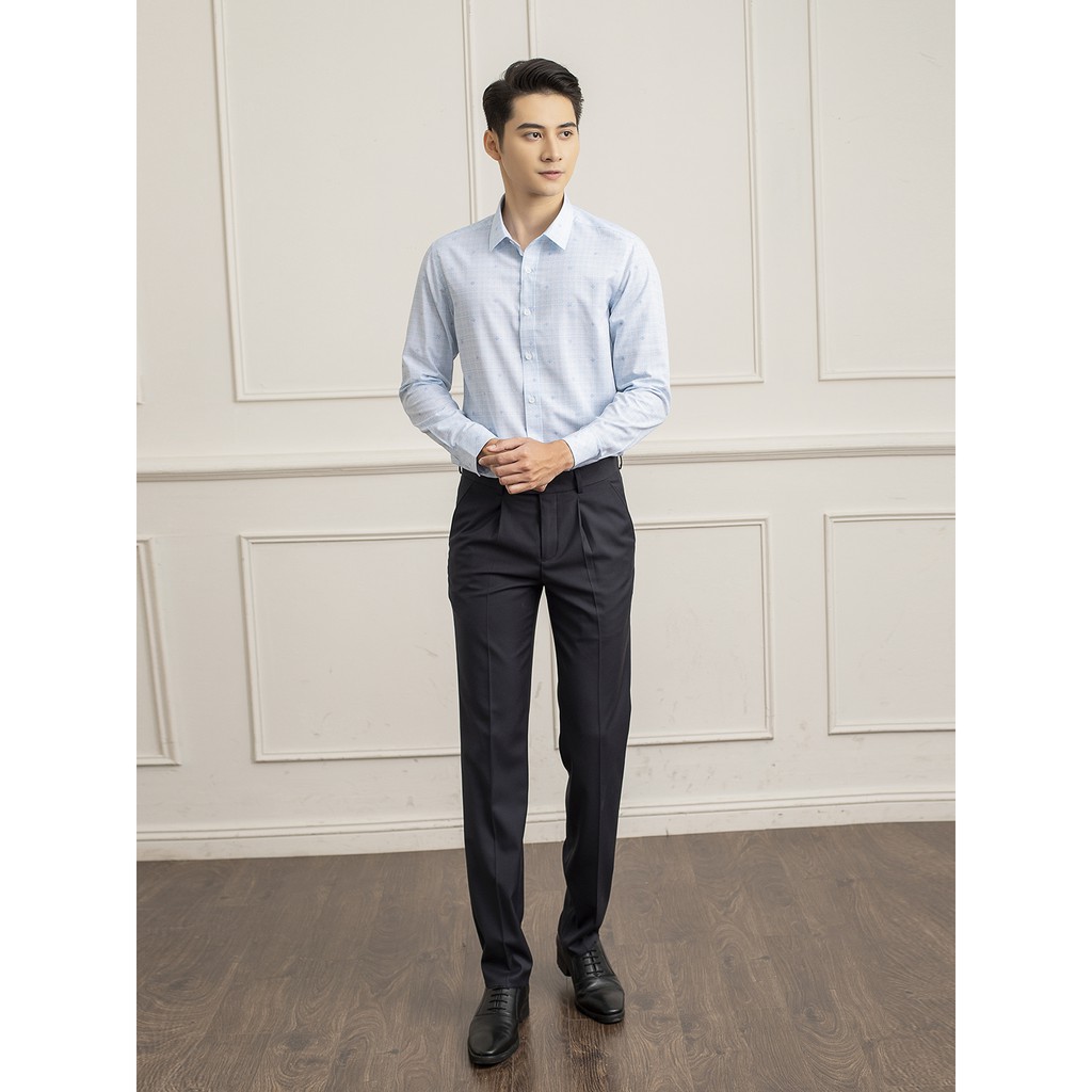 Áo sơ mi nam dài tay ARISTINO thiết kế tà lượn, họa tiết xanh độc đáo phá cách, chất liệu Bamboo thoáng mát - ALS27309