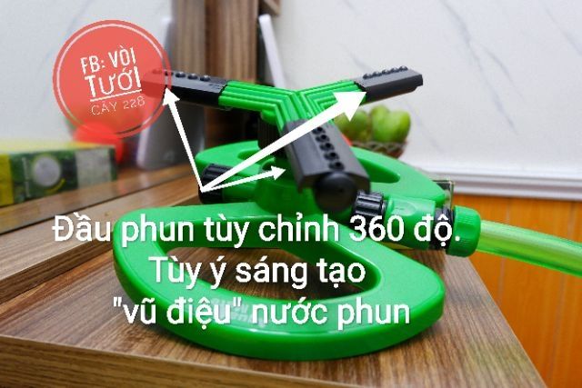 Vòi xoay 3 cánh, quay thủy lực 360 độ phun nước tưới cây Aquamate Đài Loan