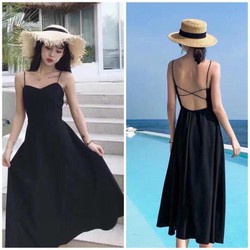 Đầm 2 dây đan chéo lưng quyến rũ,sang trọng