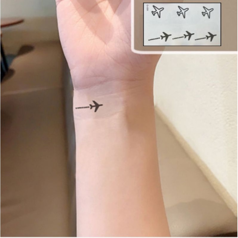 Hình xăm máy bay g09. Xăm dán tatoo tạm thời size &lt; 10x6cm