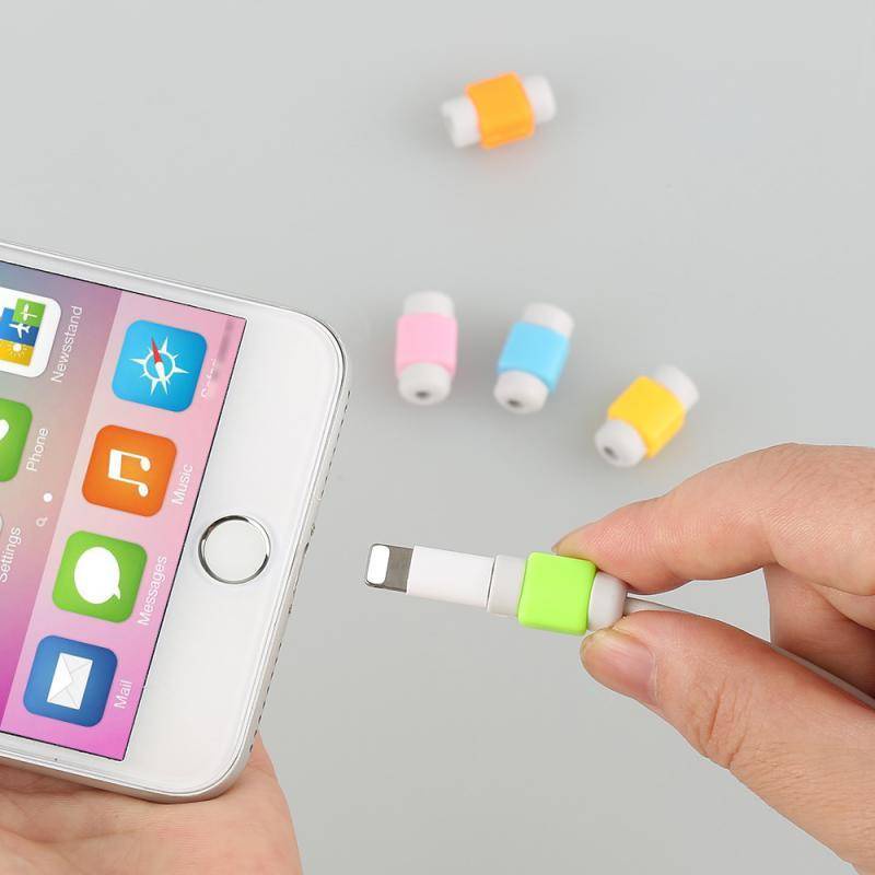 1 Phụ Kiện Bảo Vệ Dây Cáp Bằng Silicon Mềm Màu Sắc Ngẫu Nhiên Cho IPhone Samsung Xiaomi Huawei