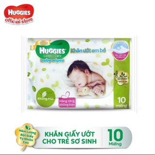 Khăn ướt Huggies không mùi cho trẻ sơ sinh gói 10 miếng