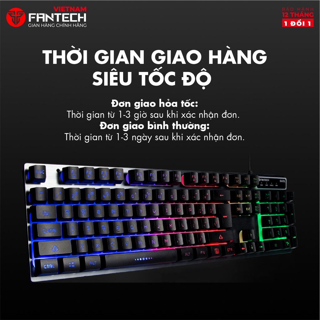 Bàn phím máy tính Gaming FANTECH K613L FIGHTER II 19 Phím Anti Ghosting LED 3 chế độ - Hàng phân phối chính hãng - Bảo h