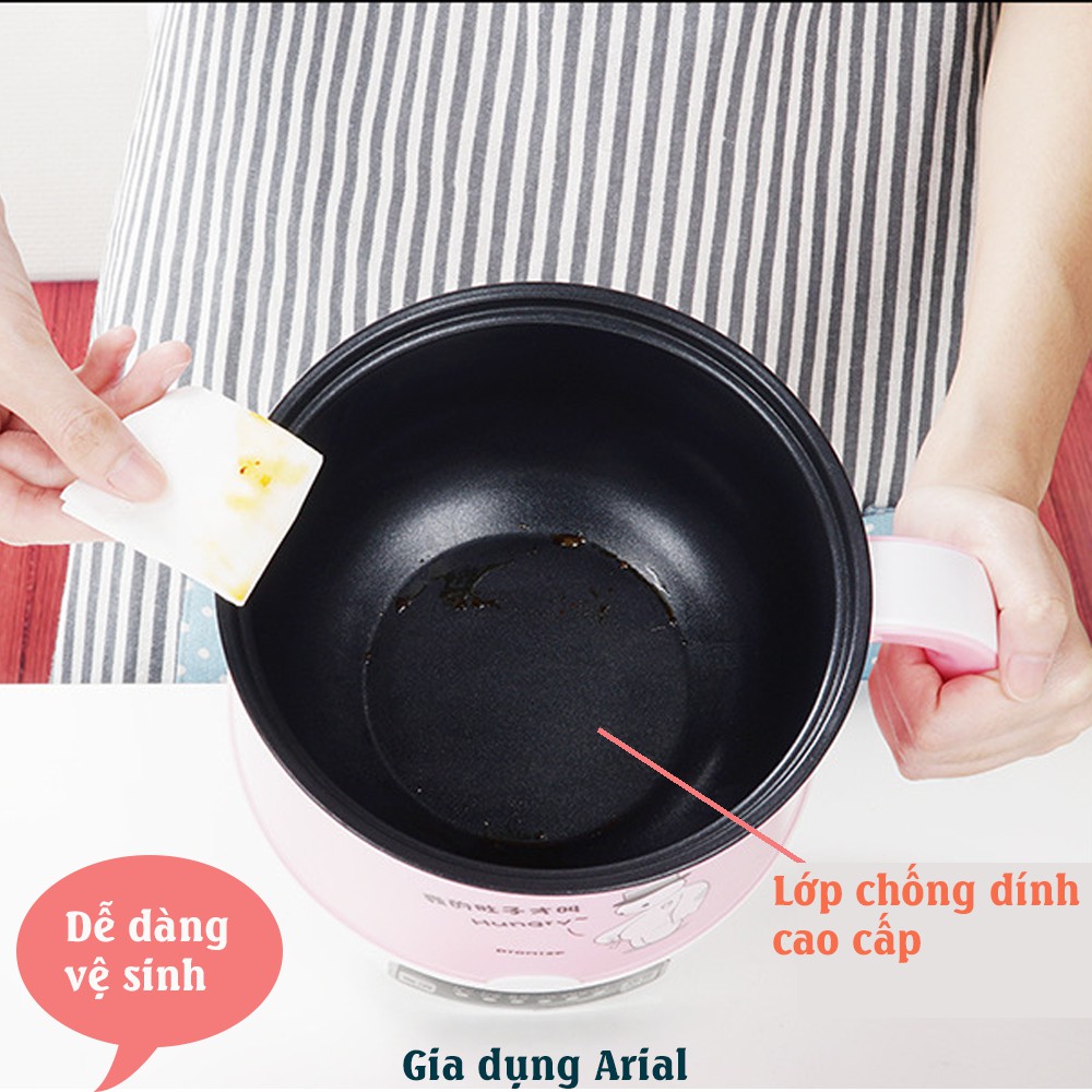 [CÓ KHAY HẤP] Nồi Lẩu Điện Mini Đa Năng Dung Tích 1.8L Tặng Kèm 7 Món Giá Có Tay Cầm Tiện Dụng