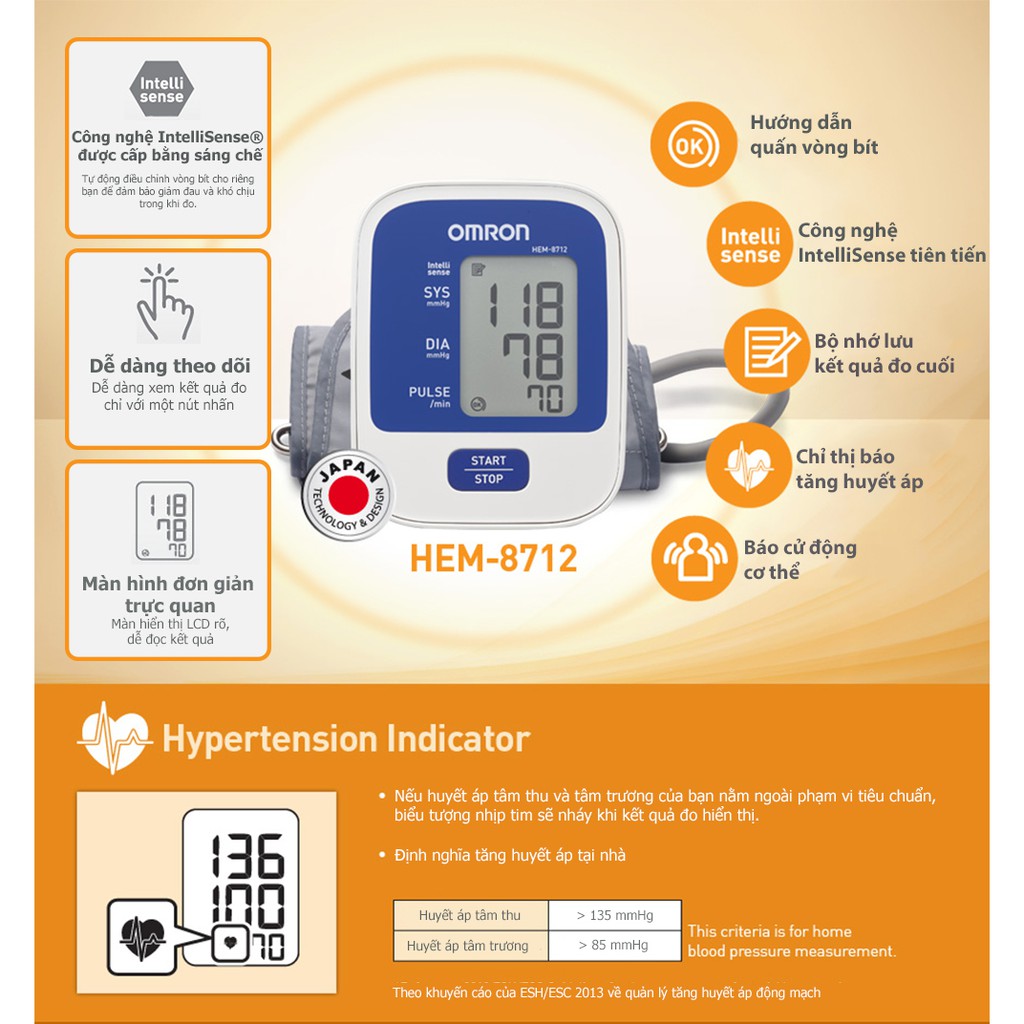 Máy Đo Huyết Áp OMRON HEM-8712 - Công Nghệ IntelliSense