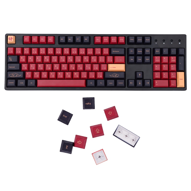 Bộ 129 Nút Bàn Phím Pbt Nhuộm Màu Đỏ Samurai Cá Tính Cho Cherry Mx Switch Tkl87 108