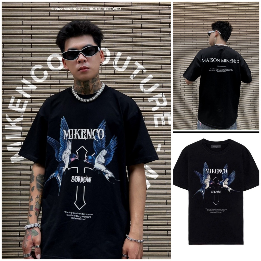 Áo Phông Cổ Tròn MIKEENCO Phong Cách Chữ Thập SOROM Sành Điệu, Bản Mẫu Cotton Mịn Thấm Hút Mồ Hôi Thoải Mái Hoạt Động