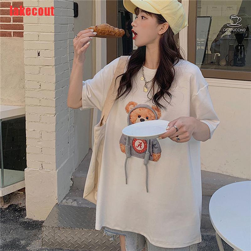 {lakecout}Women's T-shirt Street top printed women's T-shirt oversized loose T-shirt BZT