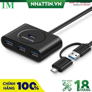 Bộ chia usb type-c ra 4 cổng usb 3.0 dài 1m ugreen 40850 chính hãng