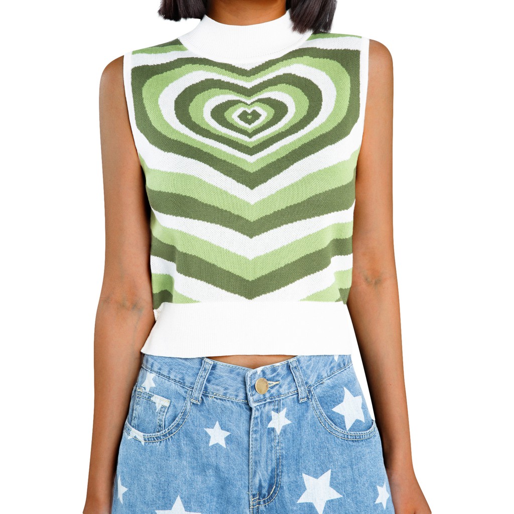 Áo Len Cổ Lọ Không Tay Họa Tiết Trái Tim Thời Trang Cho Nữ | BigBuy360 - bigbuy360.vn