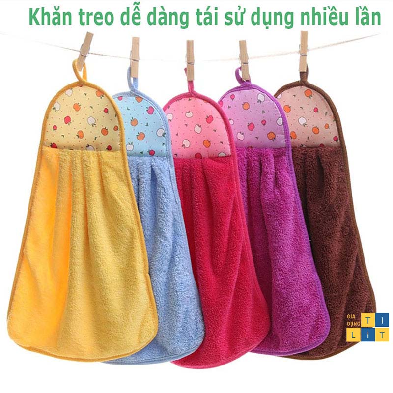 khăn lau tay treo tường đa năng màu sắc tươi sáng dễ thương [KHĂN TREO]