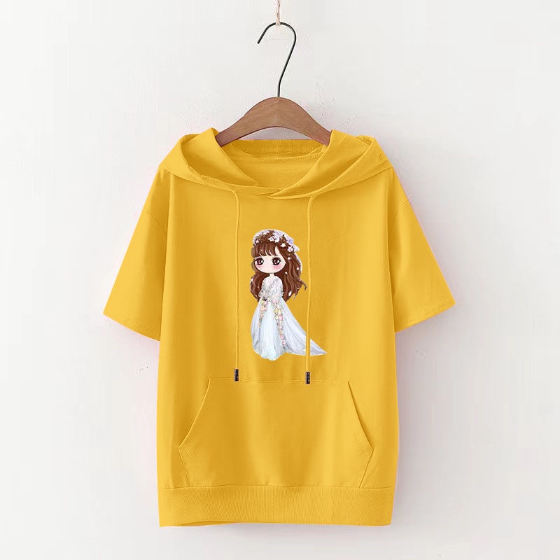 Mùa hè 2023 Phong cách Hàn Quốc Áo hoodie thời trang ngắn tay