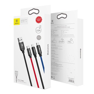 Cáp BASEUS 3 trong 1 (3 cổng Lightning, Micro USB và Type-C). Hỗ trợ sạc nhanh 3.5A