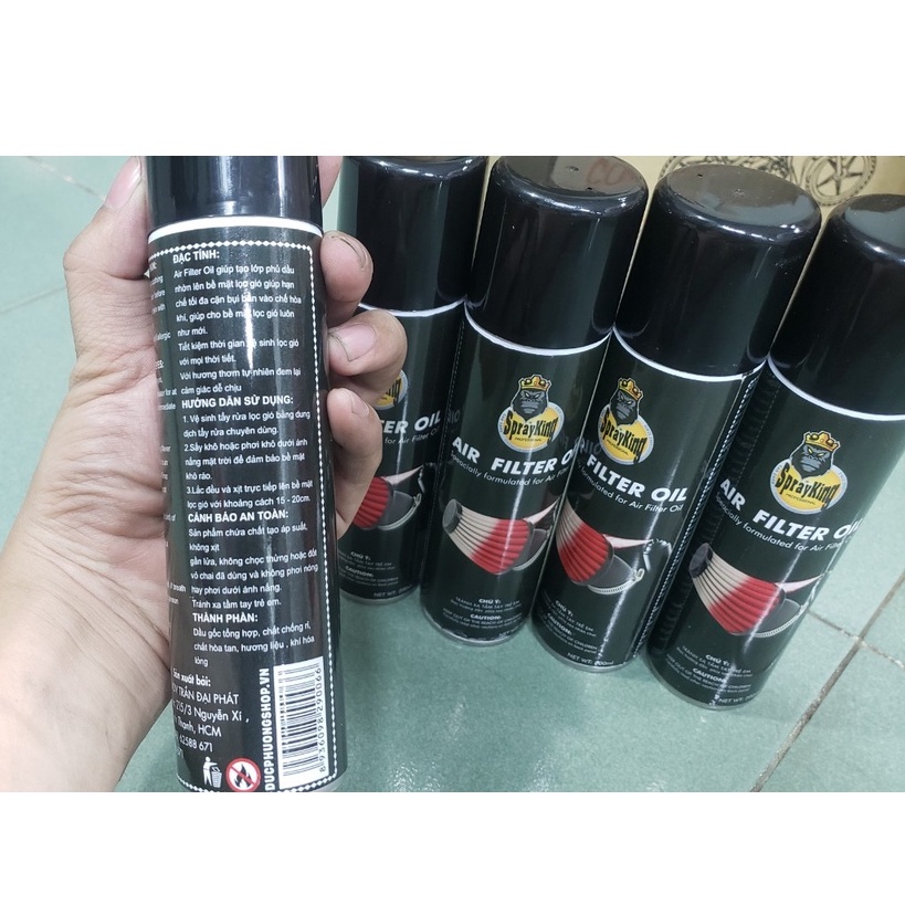 Chai Dầu Tẩm Lọc Gió Air Filter Oil SprayKing 200ml Hạn Chế Tối Đa Bụi Bẩn Vào Chế Hòa Khí