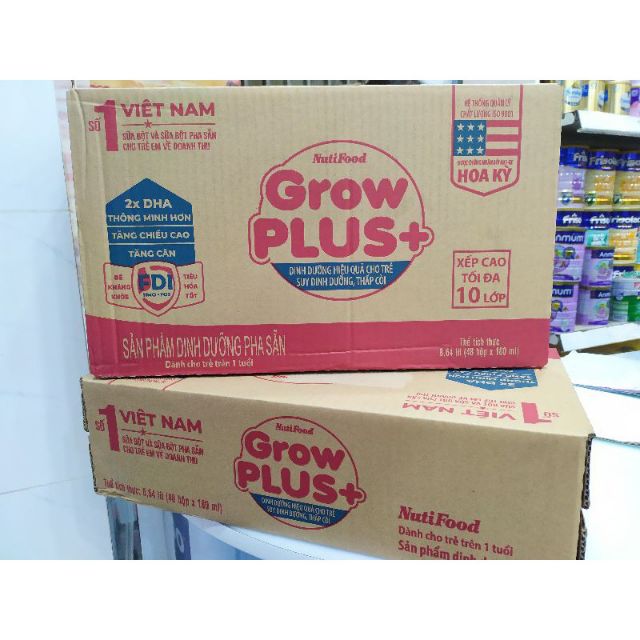 [Mã 267FMCGSALE giảm 8% đơn 500K] Thùng sữa Nutifood GROW PLUS+ ĐỎ 180ml