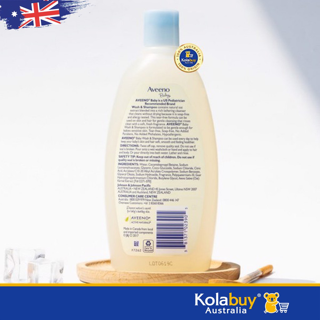 Sữa tắm gội cho bé của Úc Aveeno Baby Daily Moisture Lightly Scented Wash &amp; Shampoo 532mL