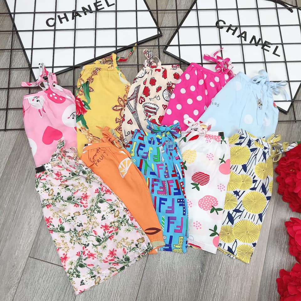 [màu 6-10] Bộ lanh 2 dây mát mẻ cho bé gái - BLL2D