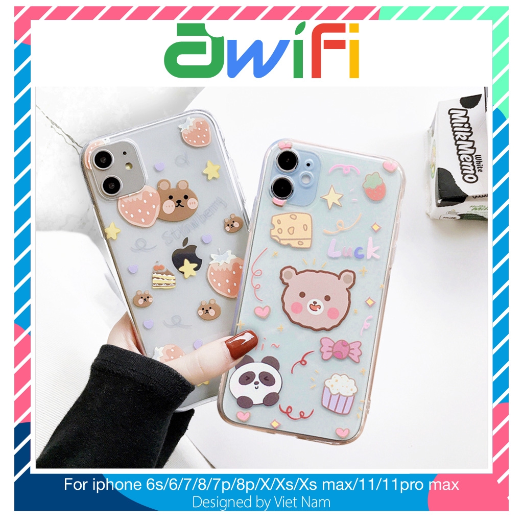 Ốp lưng iphone gấu luck trong 6/6plus/6s plus/7/7plus/8/8plus/x/xs max/11/11 promax/12 /12 pro max - Awifi Case A6-1