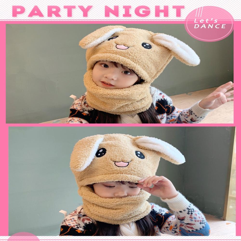 MIHAN1 Set Mũ Len Kèm Khăn Choàng Cổ Họa Tiết Hoạt Hình Dễ Thương Ấm Áp