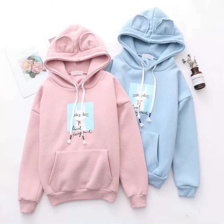 ÁO HOODIE NỮ ❤️FREESHIP❤️ áo khoác hoodie VẢI NỈ NHIỀU MÀU IN HÌNH MÈO CUTE AO HOODIE FREE SIZE DƯỚI 60KG